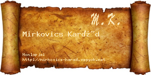 Mirkovics Karád névjegykártya
